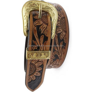Luxury <b>Tan</b> Finish Genuine Western <b>Leather</b> Tooling <b>Belt</b> Full Customized Hand Tooled Floral Engraved Tooled Cowboy <b>Belt</b> All Sizes - Product Image 1