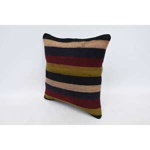 Multicolor Kilim Patchwork Wool Pillow 18x18 Decorative <b>Cushion</b> Vintage <b>Fluffy</b> Leaves Woven <b>Fluffy</b> Leaves Woven <b>Fluffy</b> Leaves - Product Image 4