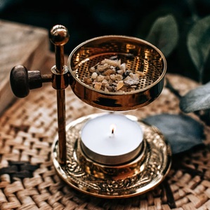 Latest Brass Metal Incense Resin Charcoal Burner <b>Stand</b> with Adjustable Bowl Aroma Incense <b>Lamp</b> <b>Gold</b> Brass Religious Decorative - Product Image 1