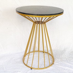 Industrial Design Round Tea Table 60x60cm with Durable Sintered Stone Top <b>Antique</b> Iron Legs Decorative CFD68123 Coffee Table - Product Image 4