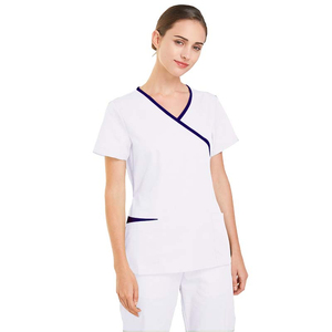 Uniforme de enfermera de algodón y poliéster de Color sólido al por mayor para uso hospitalario para salón de belleza, laboratorio, tienda de mascotas, exfoliante de trabajo - Product Image 5