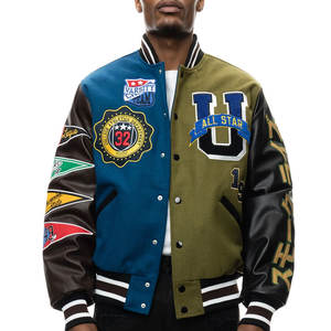 Veste universitaire de style streetwear pour homme avec logo personnalisé du fabricant OEM, en toile unie teinte, très demandée, avec col montant - Product Image 1