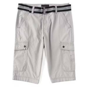 Poches latérales antidérapantes Boucles de ceinture Bouton et fermeture éclair 98% coton 2% élasthanne Blanc Slim Fit Chino Shorts - Product Image 1