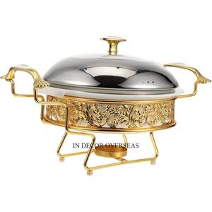 Plato de frotamiento redondo de Metal de calidad Superior más exigente de Color verde y dorado Suministros de uso de catering para hoteles y restaurantes - Product Image 6