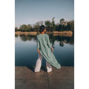 Women's Casual Cotton Floor-Length Kurta with Side Slit Lightweight Summer Tunic <b>Top</b> Paired Natural Wide Leg Pants Eco-Friendly - Product Image 4