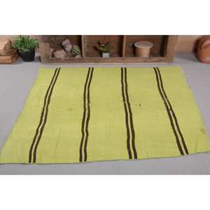 Alfombra Vintage de Lana Turca para Decoración de Habitación, Diseño de Retazos, Tabriz, Clásico, Moderno, Verde y Marrón, Rectángulo, Área Grande, 5,5x6,1 Pies - Product Image 1