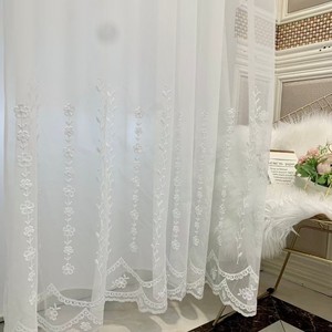 Vải voan thêu tùy chỉnh, chất liệu mỏng nhẹ, cuộn vải rèm, 100% <span class=keywords><strong>polyester</strong></span>, chất liệu vải có vẻ ngoài như vải lanh, bán theo mét - Product Image 3