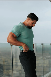 Venta al por mayor de Camisetas Personalizadas para hombre, Camiseta ajustada con cuello redondo, 100% algodón, transpirable, secado rápido, ropa de gimnasio y entrenamiento, camiseta para hombre - Product Image 5