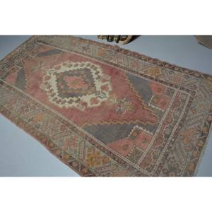 Alfombra turca Vintage de 4x8x6 pulgadas, alfombra clásica de lana de área grande, patrón de retazos para sala de estar, pasillo, tejido de látex - Product Image 4