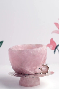 Support décoratif pour bol en quartz rose et argent - Product Image 2