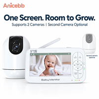 Anicebb Monitor Bayi Layar Terpisah Mendukung hingga 2 Kamera Layar 5 Inci dengan Kamera Tambahan Opsional dan Tampilan Berputar