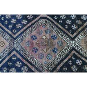 Tapis turc vintage 3,5x2,8 pi (106x86 cm), tapis oriental en laine bleue - Product Image 5