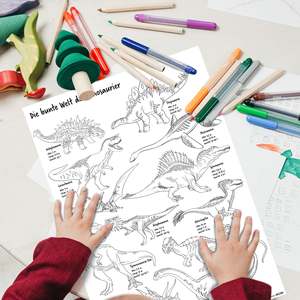 Juego de Juguetes de Dibujo de Dinosaurios, Póster Tamaño A3 para Colorear, Papel Offset de 120 g para Niños de 5 a 7 Años, para Graffiti, Escritura y Dibujos - Product Image 2