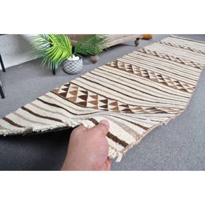 Tapis turc vintage grande surface 2,6 x 10,7ft Beige marron chef-d 'œuvre laine Latex support Patchwork pour couloir Rectangle chambre tapis - Product Image 3