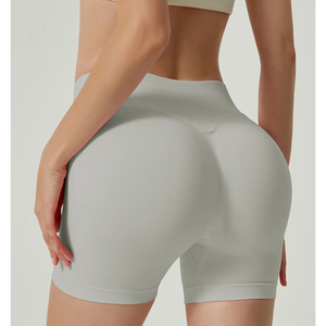 Pantalones cortos de yoga para correr sin costuras para mujer, transpirables, reciclados, de cintura alta, con logotipo personalizado - Product Image 4