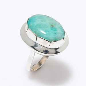 Natural Amazonite Gemstone <b>Ring</b> In 925 Sterling Silver Handmade <b>Large</b> Green Stone Statement <b>Ring</b> Jewelry Gift For Women - Product Image 1
