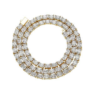 Chaîne de tennis en argent 925 6mm coupe baguette Moissanite-Collier Moissanite ligne unique minimaliste pour homme, chaîne en diamant faite à la main - Product Image 4