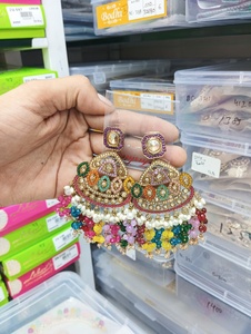 Top Fashion Trendy Indian Kundan Traditional Jhumka Earrings Vintage Water <b>Drop</b> Bell for Ladies Wedding Earring Set for Women - Product Image 2