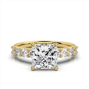 Anillo de Compromiso Cristiano Radiant Personalizado de Oro Sólido de 14K con Certificado IGI, Joyería Fina Clásica con Diamante de Corte Princesa de 2ct para Boda - Product Image 1