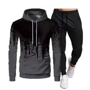 100% coton respirant survêtements Sublimation imprimé survêtements à capuche Design élégant en gros 2 pièces ensemble - Product Image 1