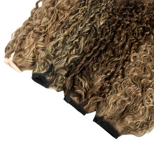 Nouvelle arrivée en eau profonde bouclée <span class=keywords><strong>chaussette</strong></span> queue de cheval cuticule alignée vierge 100% humaine Double dessiné queue de cheval Extension de cheveux - Product Image 4