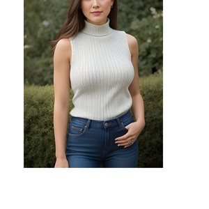 Hot Sale Wholesale Women's Spring Autumn Winter Short <b>Slim</b> Fit Sleeveless <b>Vest</b> O-Neck 100% Cotton Breathable Eco-Friendly - Product Image 3