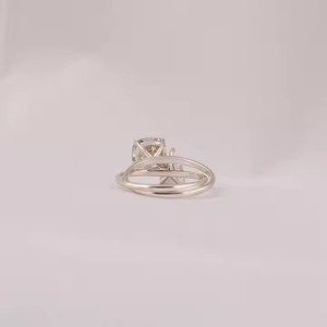 IGI Certified 14KT Solid Gold Classic Luxury Engagement Ring with Triangle & Square <b>Cushion</b> Cut Lab Grown Diamond for girls - Product Image 4