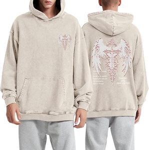 Hombres Mujeres Acid Wash Hoodie Streetwear Casual Vintage Algodón Fleece Pullover Top Heavyweight Sudadera Sudaderas con capucha Zip up Hoodies - Product Image 1