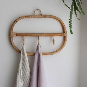 Dreamhause Handmade Retro Simple <b>Wall</b> Decoration Cloth Hanger Five Hooks Five Hooks Korean Rattan Crafts Plastic Bag Hanger - Product Image 5