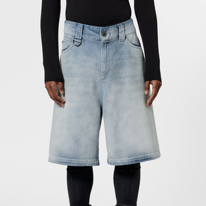 Pantalones cortos de mezclilla lavados Vintage holgados personalizados de alta calidad para hombre, ropa de mezclilla bordada - Product Image 1