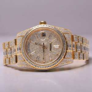 RB Gems, reloj analógico automático de lujo para hombre, de acero inoxidable, certificado GIA VVS, Moissanite Diamond Baguette Cut ETA Moon Phase - Product Image 1