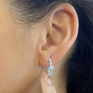 ต่างหูห่วงเพชรสำหรับปลูกในห้องแล็บที่มีคุณภาพสูงพร้อมศูนย์เพชรรูปหัวใจทำจากทองคำขาว14กะรัต - Product Image 3