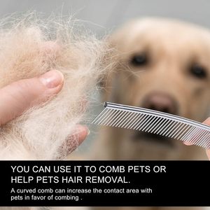 Stainless Steel Silver Dog Curved Comb <b>Simple</b> Style Pet Comb Half Thin and Half Dense for Dogs Cats Puppy Grooming - Product Image 3
