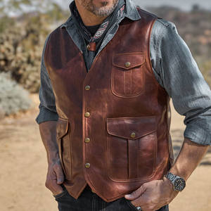 Custom <b>Mens</b> Motorbike Real Leather Full Grain Cut Off Waistcoat <b>Vest</b> Biker Leather <b>Vest</b> Made in Pakistan - Product Image 4