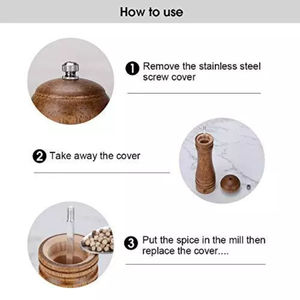Venta caliente botella de madera de acacia molinillo de pimienta Manual coctelera molinillo de pimienta juego de molinillo de sal y pimienta con herramienta Base de hierbas y especias - Product Image 6
