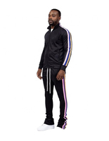Ensembles deux pièces pour hommes de qualité supérieure High Street : Survêtements streetwear à capuche en jean superposé et coupe-vent