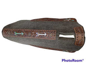 2023 Multifunctional Luxury Design Horse 100% Wool <b>Felt</b> Saddle <b>Pad</b> Natural Gray Tooled Harness Leather 3.1-3.3KG Customize Logo - Product Image 6