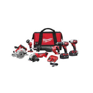 Kit combiné sans fil au lithium-ion 18 volts, ensemble d'outils électriques 6 pièces avec clé à chocs électrique, marteaux, boîte à outils en plastique - Product Image 1