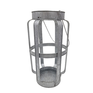 Set of 3 Galvanized & Glass <b>Lantern</b> With Handle <b>Silver</b> Colour Large Size Modern Design Candle <b>Lanterns</b> for Christmas Decor - Product Image 3