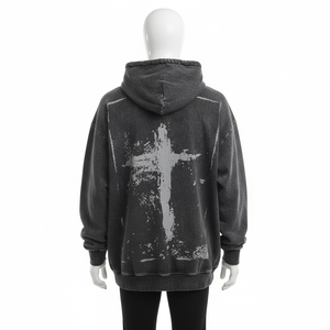 Custom Luxury Distressed <b>Hoodies</b> French Terry Acid Wash Heavyweight Boxy <b>Cropped</b> <b>Zip</b> <b>Up</b> Rhinestone <b>Hoodies</b> Men - Product Image 5