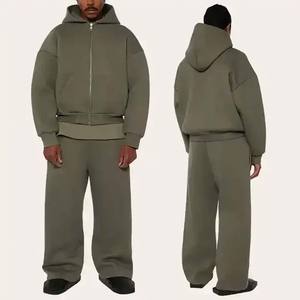 Conjunto de Sudadera con capucha y cremallera de 2 piezas de algodón pesado de 450g/m2 para hombre, chándal personalizado de alta calidad, conjunto de sudaderas y pantalones de chándal para hombre - Product Image 1