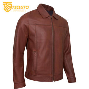 Meilleure qualité de blouson aviateur en cuir pour hommes col montant coupe-vent imperméable respirant classique College Style Tessuto - Product Image 3