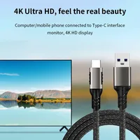 Cable USB 3.2 Gen2 USB-A a Tipo-C, Transferencia de Datos de 10 Gbps, 3A 60W, Cable de Carga Rápida USB-C de Nailon Trenzado con Cobre Estañado