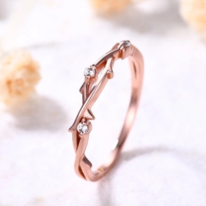 Ensemble de bagues de mariage en or rose Nouveau design de luxe Bagues de bijouterie fine en or massif avec bague en diamants véritables - Product Image 3