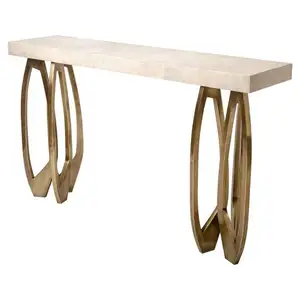 Golden ffinished inoxidável Frame mesa de mármore top console para decoração home fornecedor por atacado
