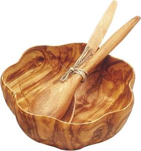 Bol de service classique en bois d'acacia sculpté, fait main et écologique, pour le petit-déjeuner, les collations, les soupes et les salades, idéal pour la maison, la cuisine et les fêtes - Product Image 6