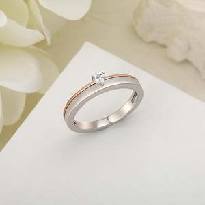 Jeulia Two Tone Heart Sterling <b>Silver</b> Women's <b>Wedding</b> <b>Band</b> with Rhodium Plated Geometric Zircon - Product Image 6