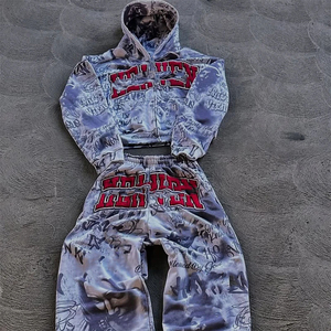 Conjunto Deportivo Personalizado con Estampado Completo, Lavado Ácido, Ecológico, Unisex, Ligero, para Invierno, Estilo Urbano, 360 Gramos, 2 Piezas, Diseño de Autor - Product Image 1