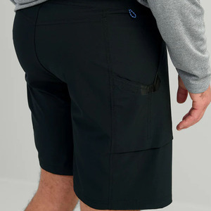 Men's Solid <b>Black</b> Oxford Polyester Bermuda Beach Shorts With Pockets Quick Dry Drawstring Waist Casual Style - Product Image 5
