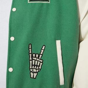 Chaqueta universitaria de cuero PU con soporte transpirable de alta calidad personalizada para hombre, estilo de retales con letras de invierno, tallas 4XL-6XL alto - Product Image 6